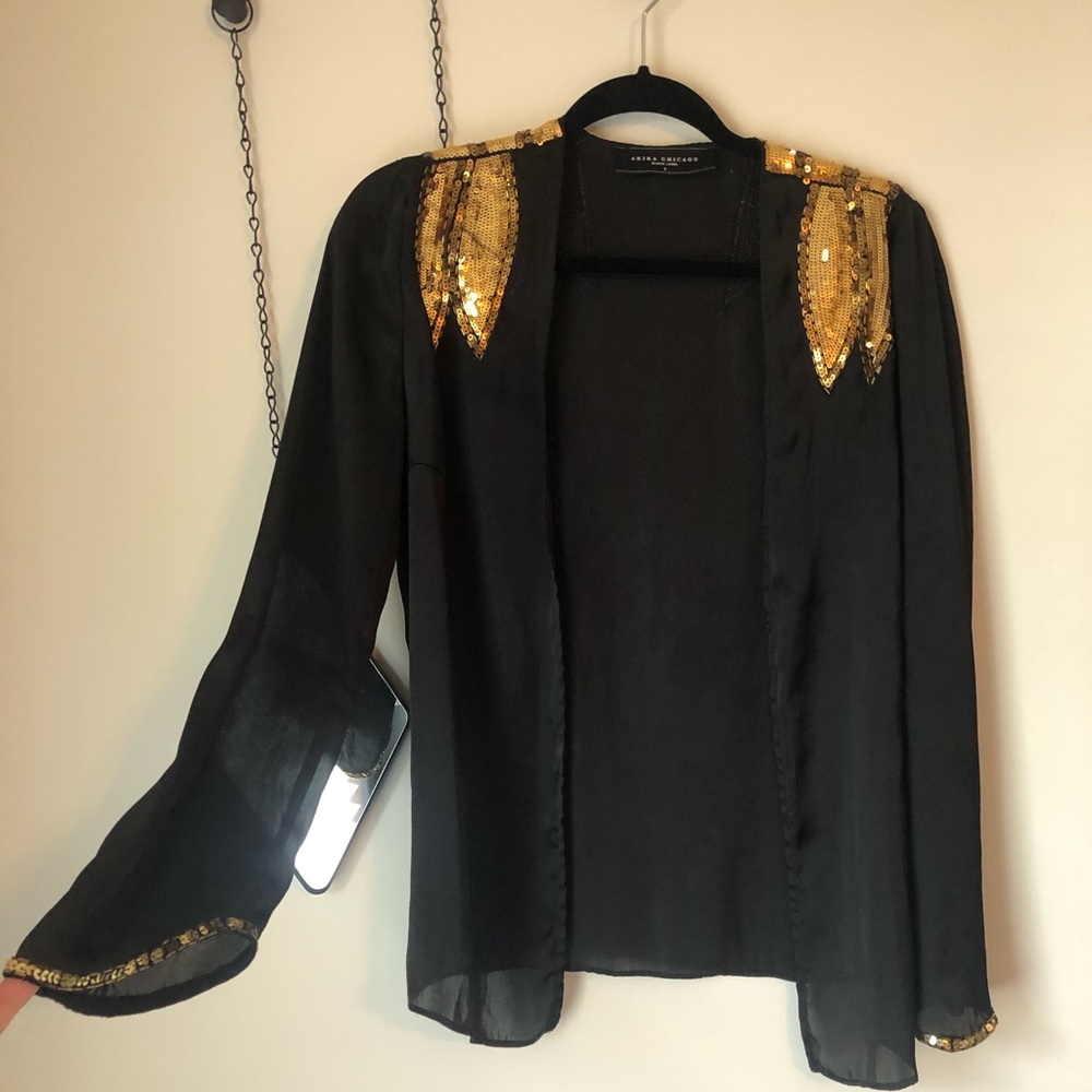 Gold and black sequin jacket